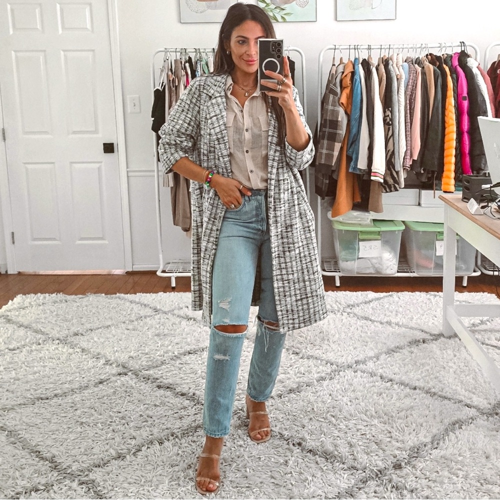 Black & White Tweed Lightweight Long Cardigan Jacket 🎀 MELLODAY Nordstrom